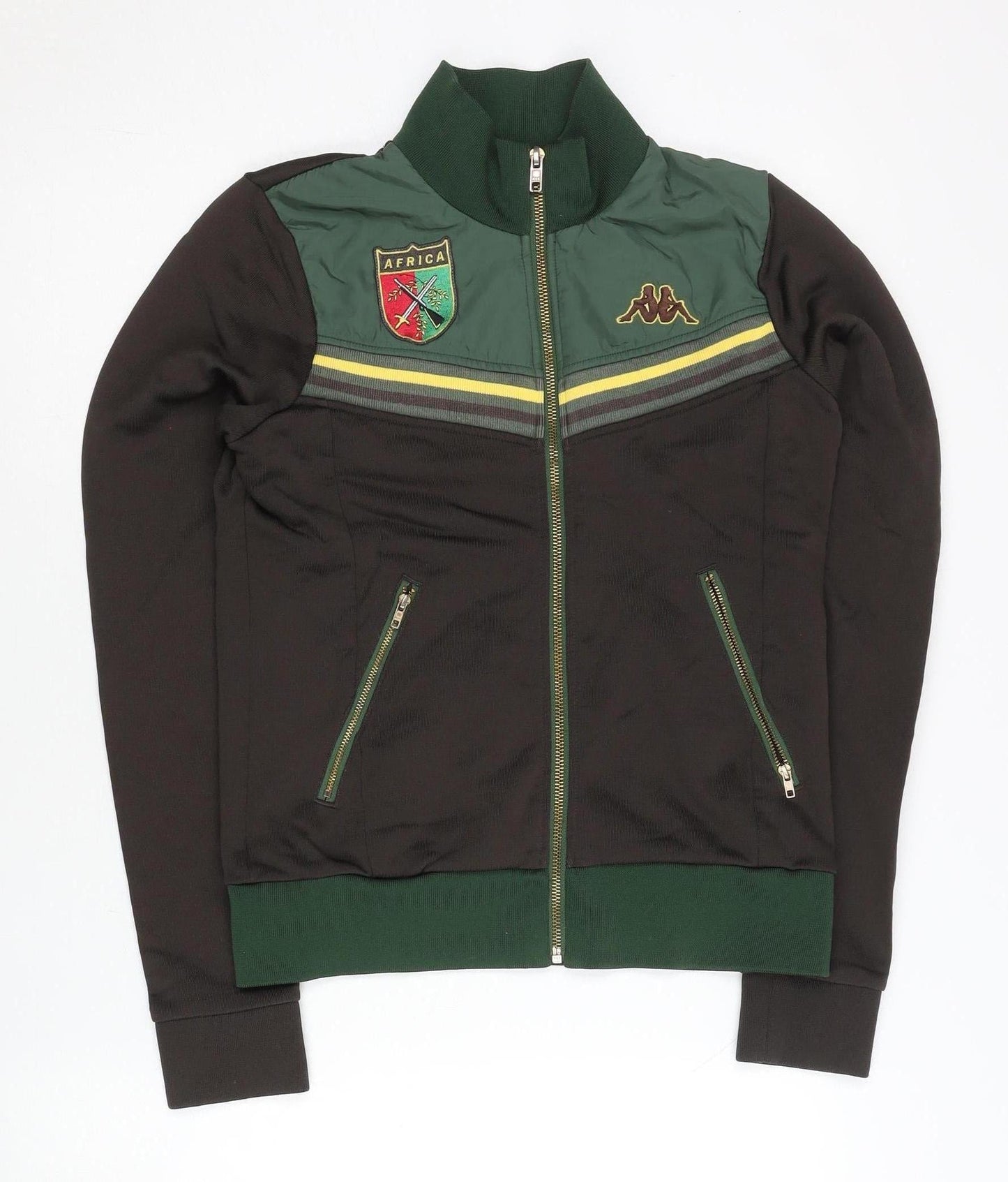 Kappa Women’s Brown Track Jacket Size 12 Africa Theme Full Zip