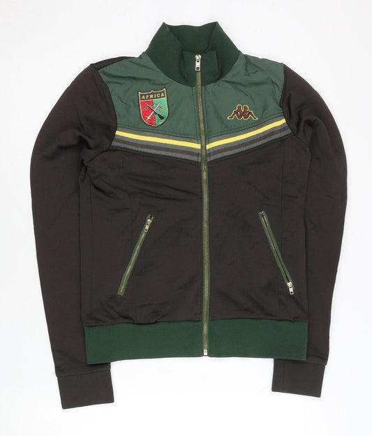 Kappa Women’s Brown Track Jacket Size 12 Africa Theme Full Zip