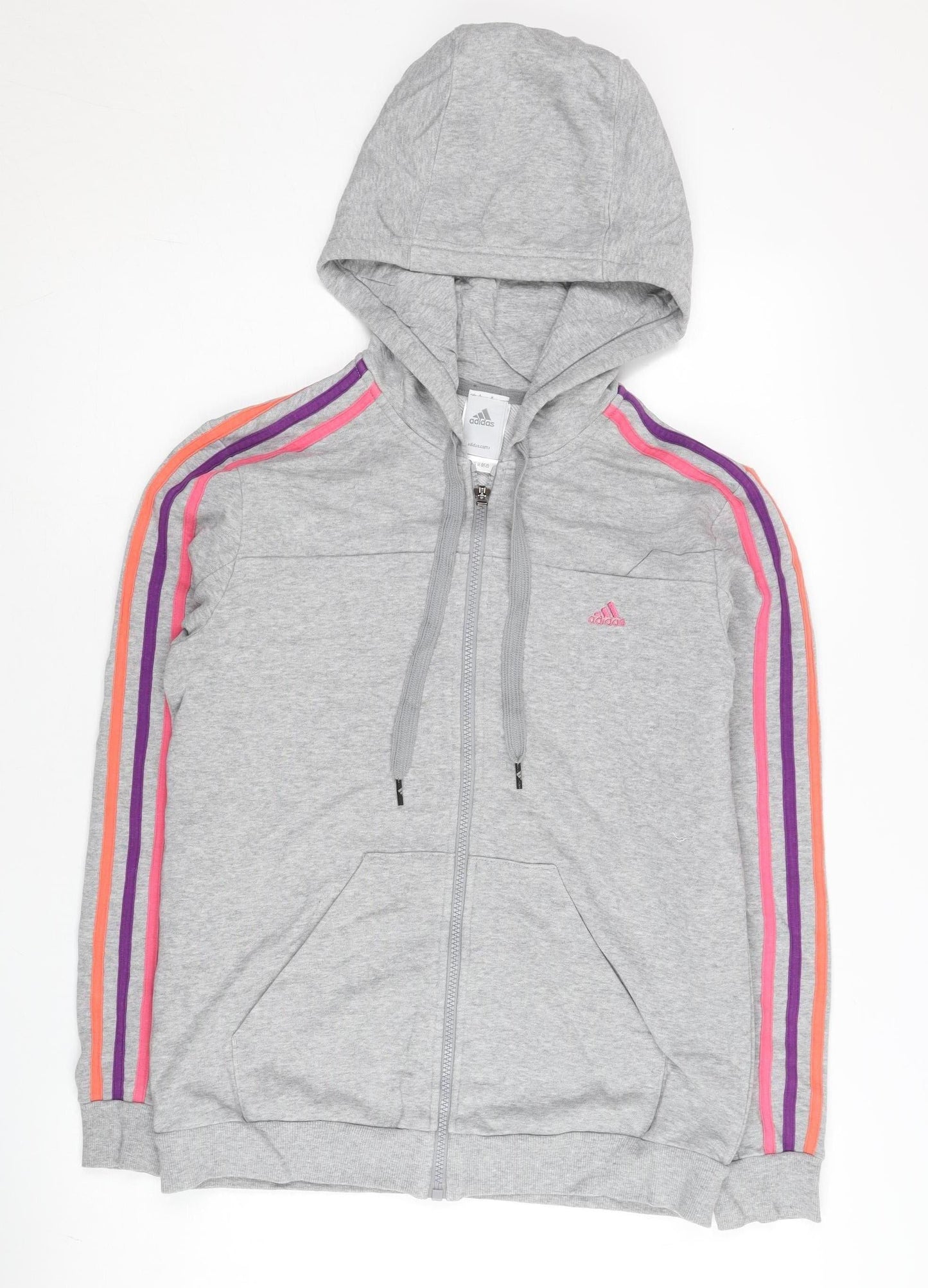 Adidas Womens Grey Full Zip Hoodie Jacket Size 10 Sportswear