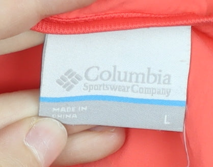 Columbia Womens Orange L Lightweight Hooded Windbreaker Jacket