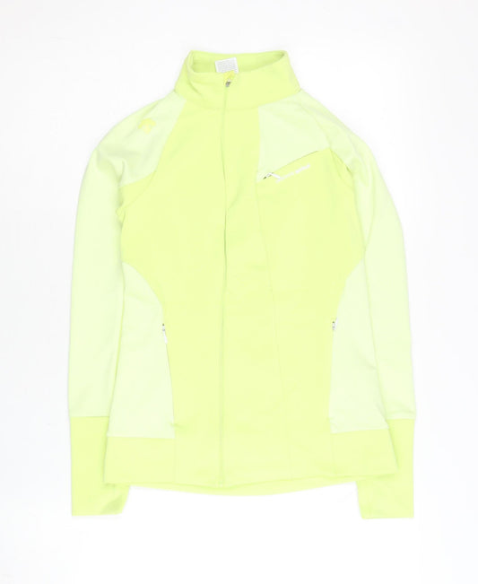 Descente Women’s Yellow Track Jacket Size 6 Slim Fit Full Zip