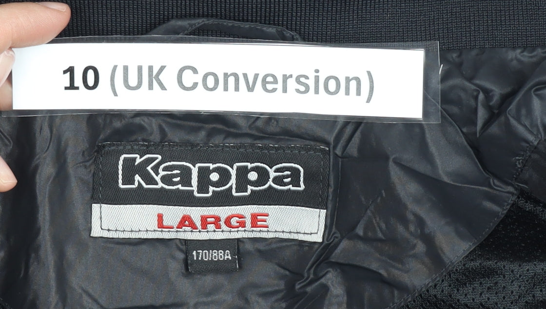 Kappa Womens Black Windbreaker Jacket Size 10 Hooded Lightweight