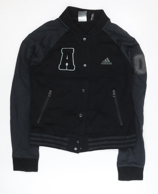 Adidas Womens Black Varsity Jacket Size 10 Sports Casual