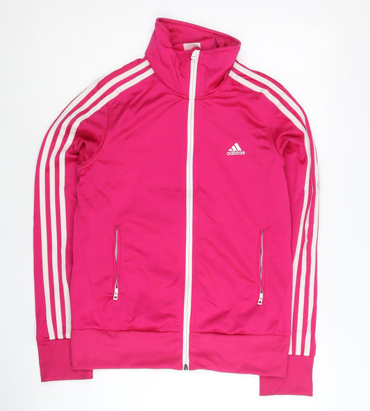Adidas Womens Pink Size 12 Track Jacket Full Zip Sports Top