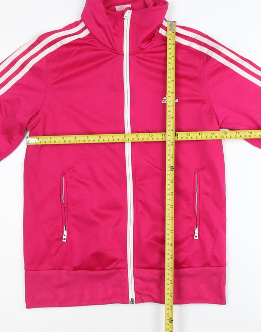 Adidas Womens Pink Size 12 Track Jacket Full Zip Sports Top