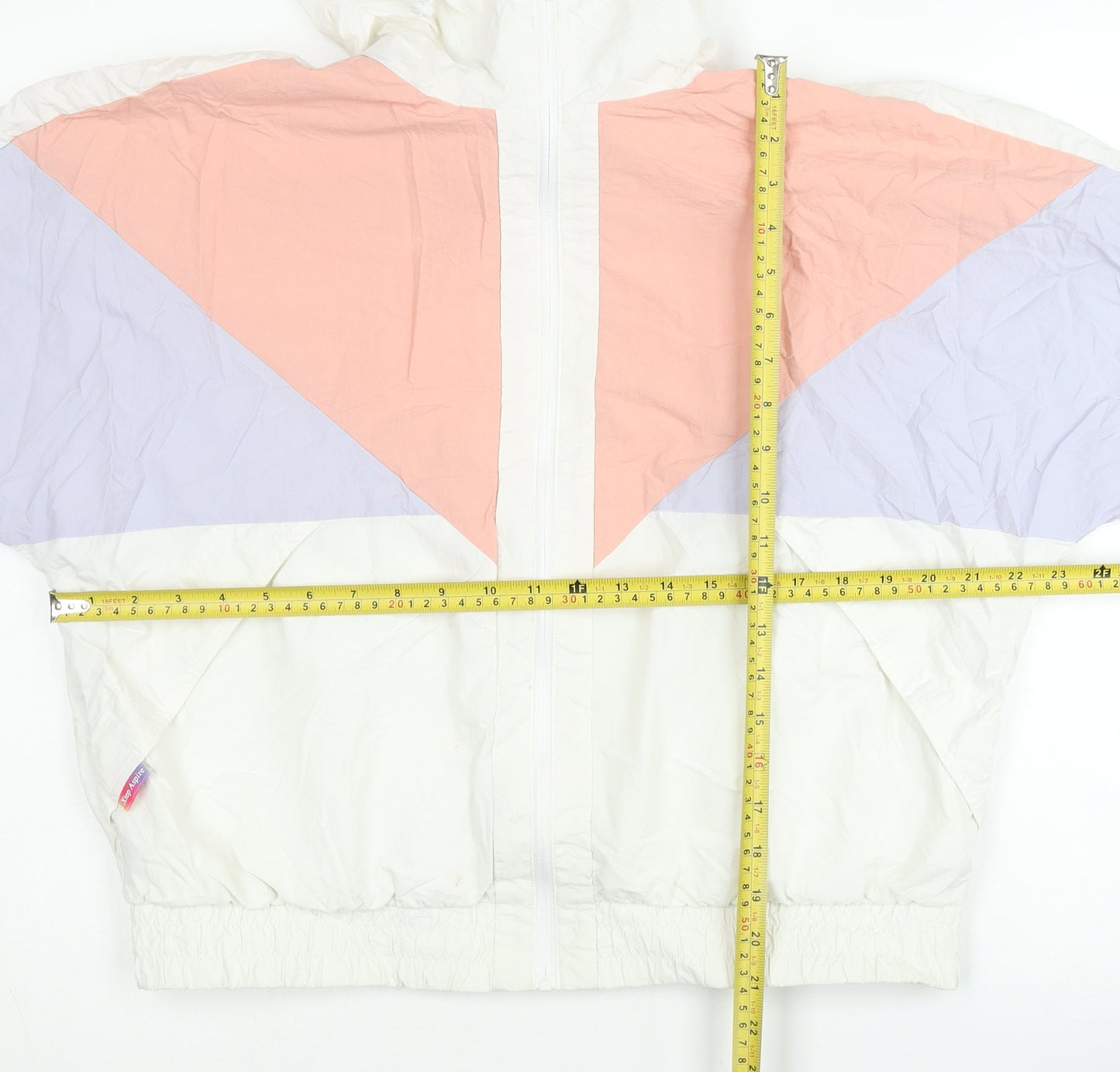 Xtep Womens White Pink Purple Windbreaker Jacket Size 16 Hooded Lightweight