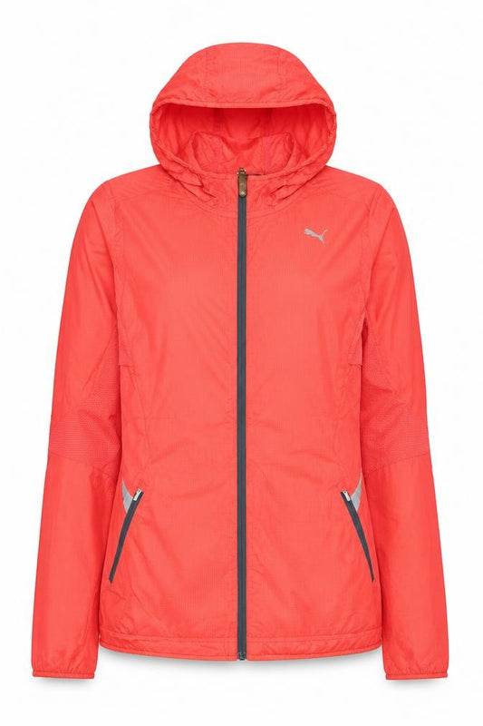 Puma Womens Red Windbreaker Jacket Size 8 Hooded Reflective