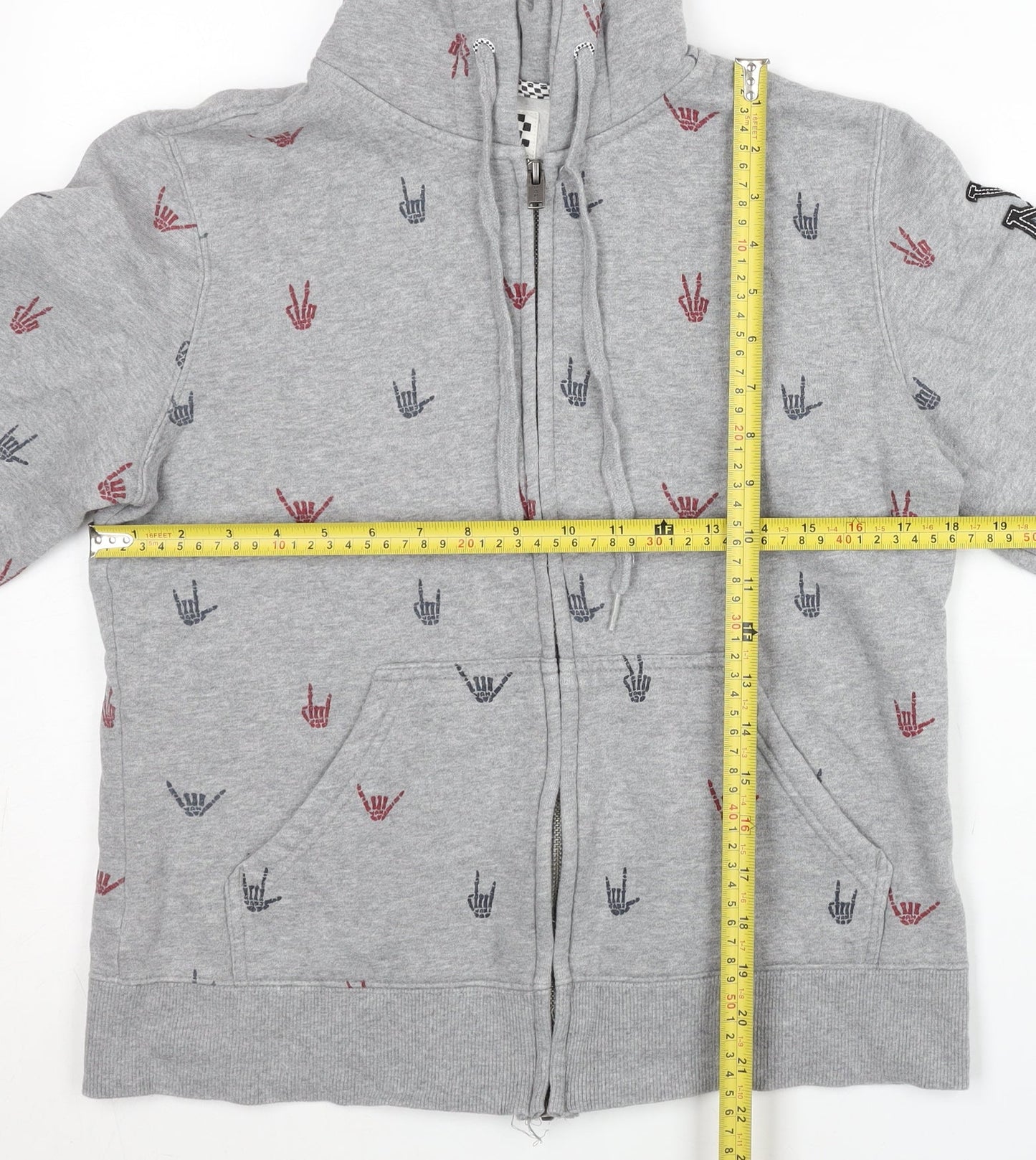 Vans Women’s Grey Hoodie Sweatshirt L Full Zip Cotton Blend Graphic