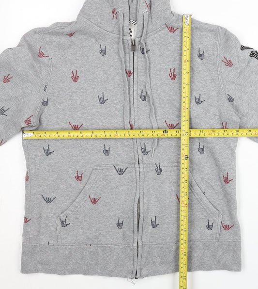 Vans Women’s Grey Hoodie Sweatshirt L Full Zip Cotton Blend Graphic