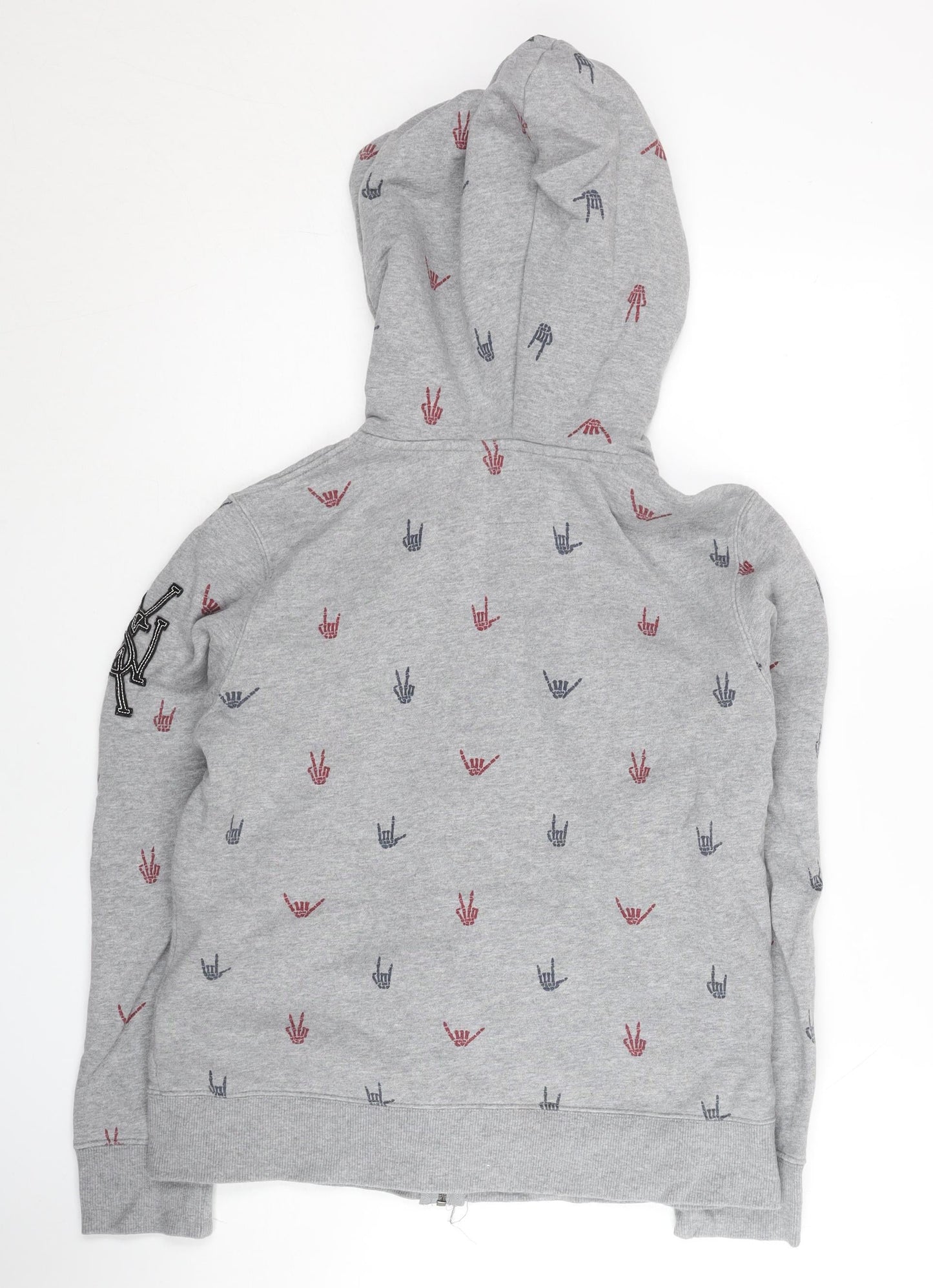 Vans Women’s Grey Hoodie Sweatshirt L Full Zip Cotton Blend Graphic