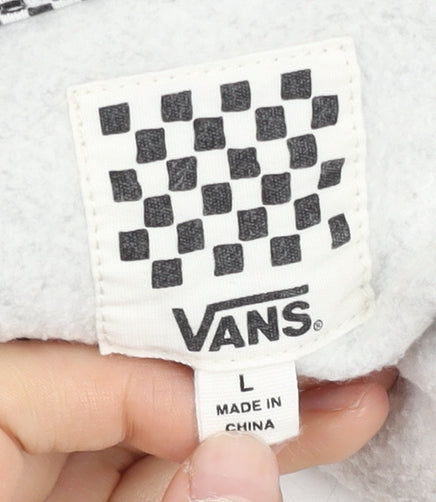 Vans Women’s Grey Hoodie Sweatshirt L Full Zip Cotton Blend Graphic