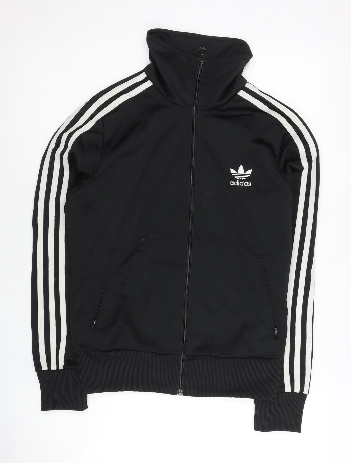 Adidas Womens Black Size 10 Track Jacket Full Zip Logo Sportswear