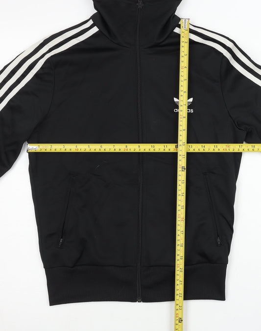Adidas Womens Black Size 10 Track Jacket Full Zip Logo Sportswear