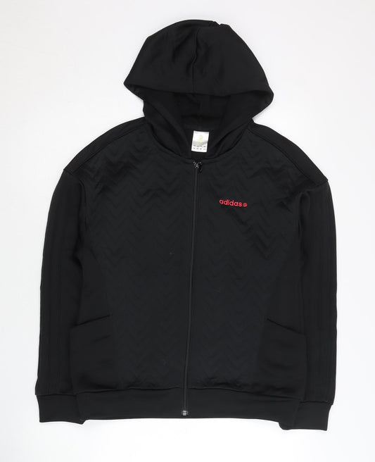 Adidas Women’s Black Full Zip Hoodie Jacket M Quilted Sportswear