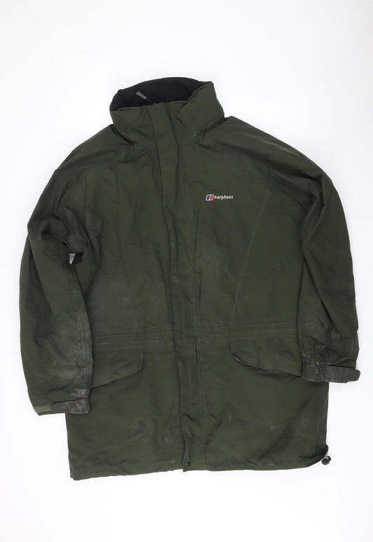 Berghaus Men's Green XL Waterproof Rain Jacket Hooded Hiking Coat