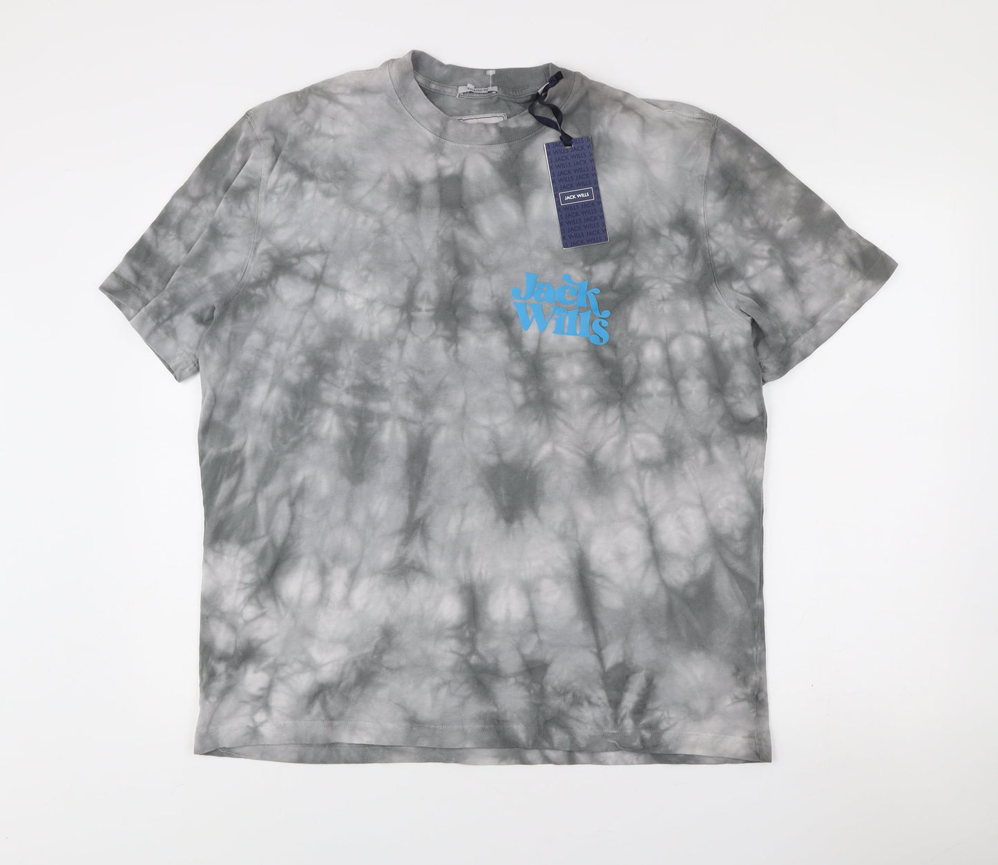 Jack Wills Men’s Grey Tie-Dye Relaxed Fit Cotton T-Shirt M
