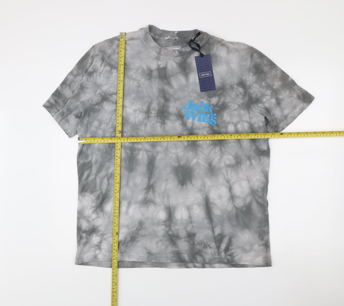 Jack Wills Men’s Grey Tie-Dye Relaxed Fit Cotton T-Shirt M