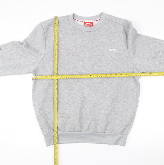 Slazenger Mens Grey L Sweatshirt Pullover Crew Neck Logo Sportswear