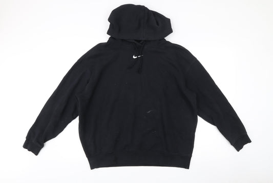 Nike Men’s Black Pullover Hoodie M Logo Fleece Sweatshirt