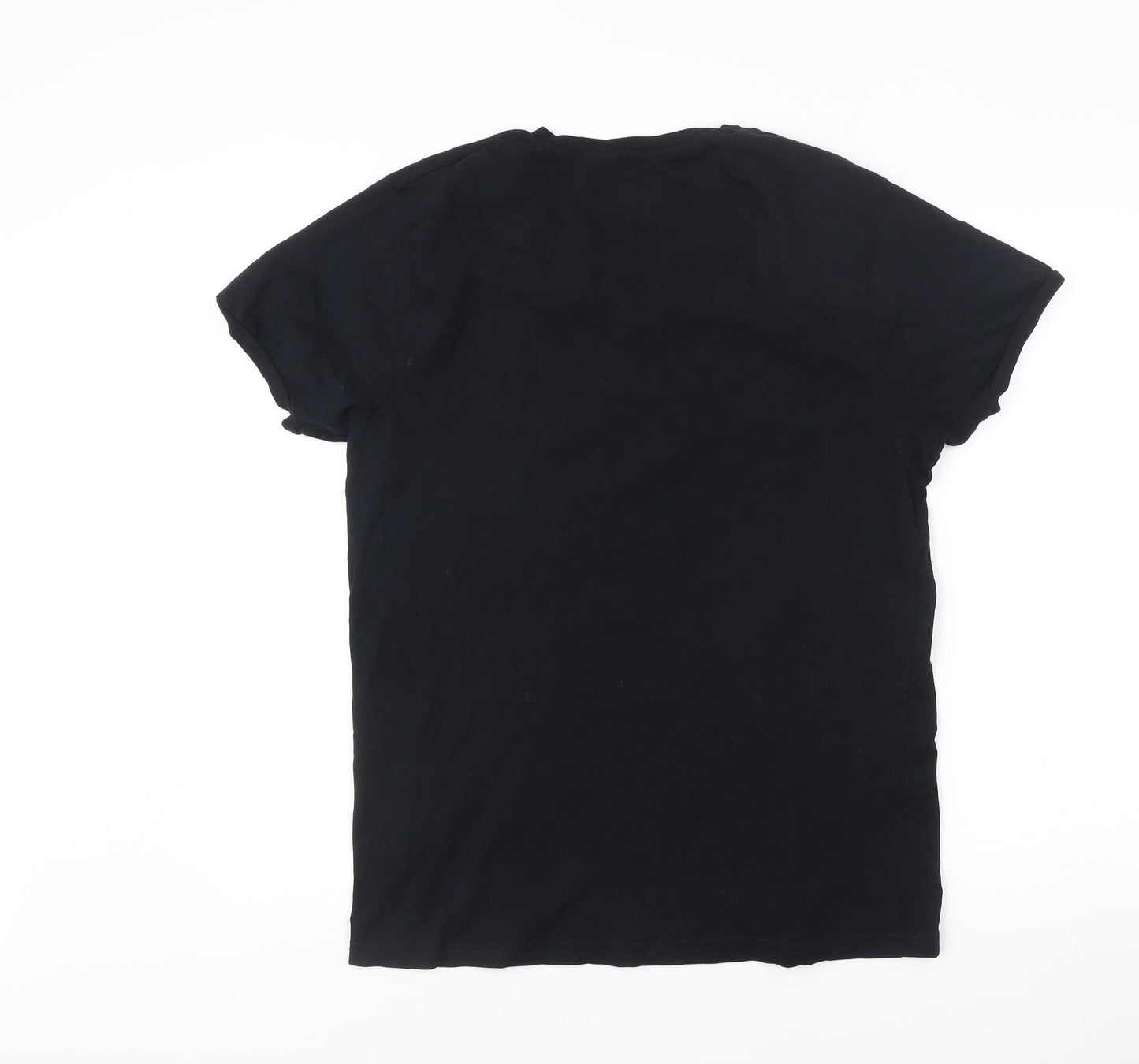 Firetrap Men's Black L V-Neck Cotton Short Sleeve T-Shirt