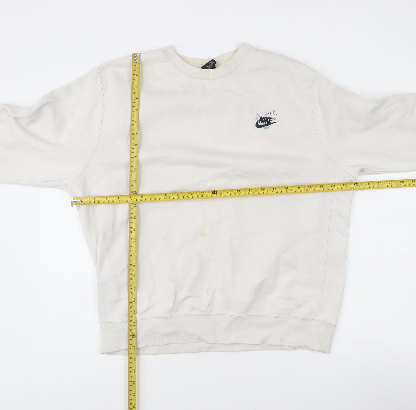 Nike Unisex White Pullover Sweatshirt L Logo Cotton Blend