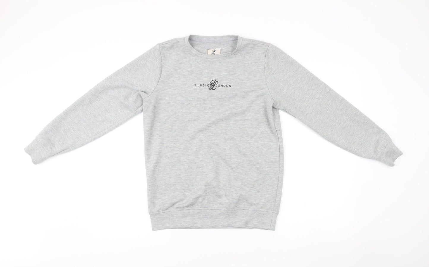 Illusive London Boys Grey Logo Sweatshirt 13-14Y Pullover Crew Neck