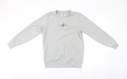 Illusive London Boys Grey Logo Sweatshirt 13-14Y Pullover Crew Neck