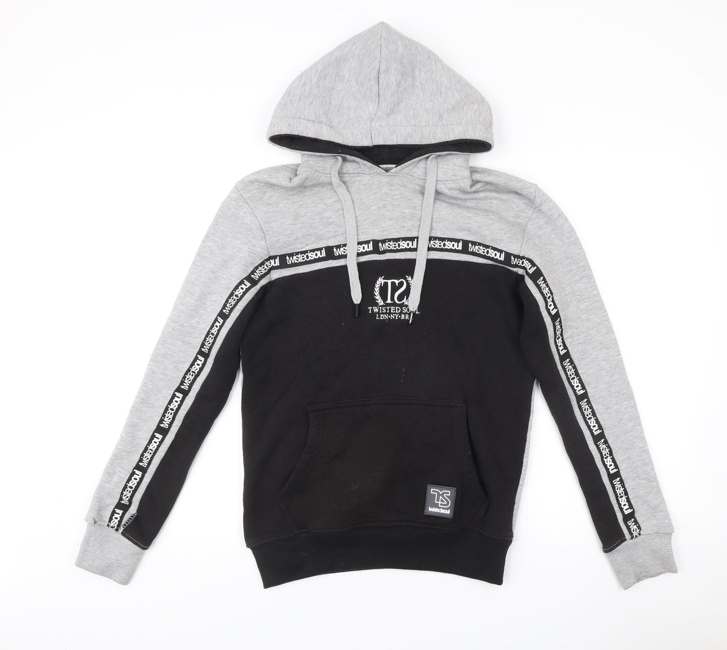 Twisted Soul Men's Grey Black Pullover Hoodie Size S Logo Graphic