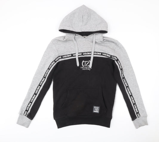 Twisted Soul Men's Grey Black Pullover Hoodie Size S Logo Graphic
