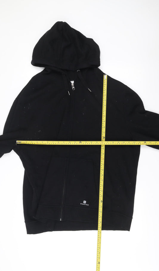 Oxylane Men’s Black Full Zip Hoodie Size L Hooded Sweatshirt
