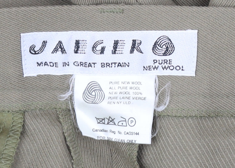 Jaeger Womens Beige Wool Pleated Dress Trousers UK 16