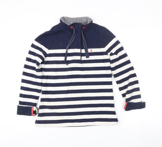 Joules Women’s Blue Striped Henley Sweatshirt Size 10 Cotton