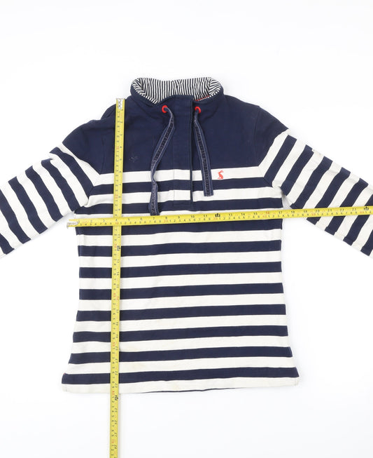 Joules Women’s Blue Striped Henley Sweatshirt Size 10 Cotton