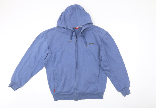 Slazenger Men's Blue Full Zip Hoodie Size M Logo Embroidered