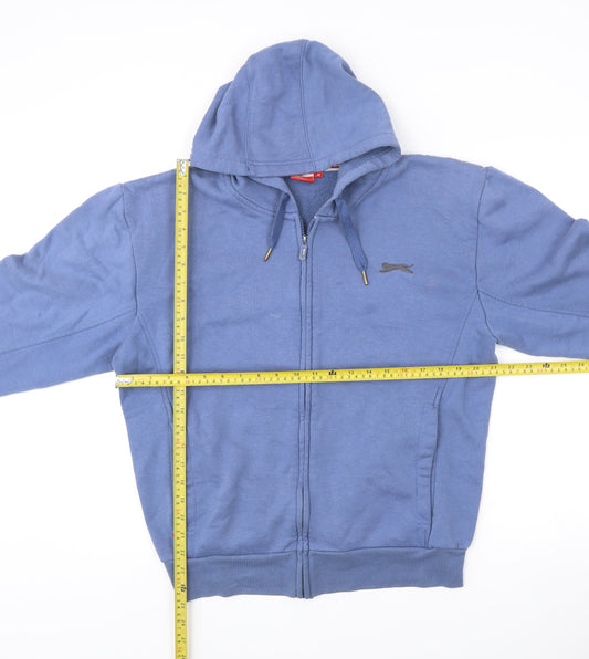 Slazenger Men's Blue Full Zip Hoodie Size M Logo Embroidered