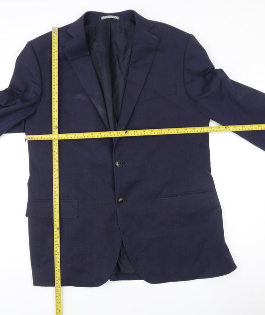 Marks and Spencer Mens Blue Blazer Jacket 44L Regular Fit Wool Blend