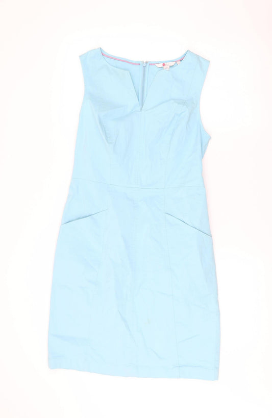 Boden Women’s Blue Cotton Blend Sleeveless Shift Dress UK 10