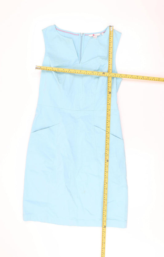 Boden Women’s Blue Cotton Blend Sleeveless Shift Dress UK 10