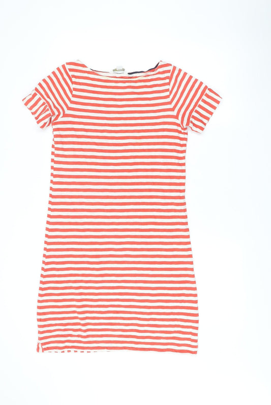 Boden Women Red Striped Cotton Shift Dress UK 8 Short Sleeve