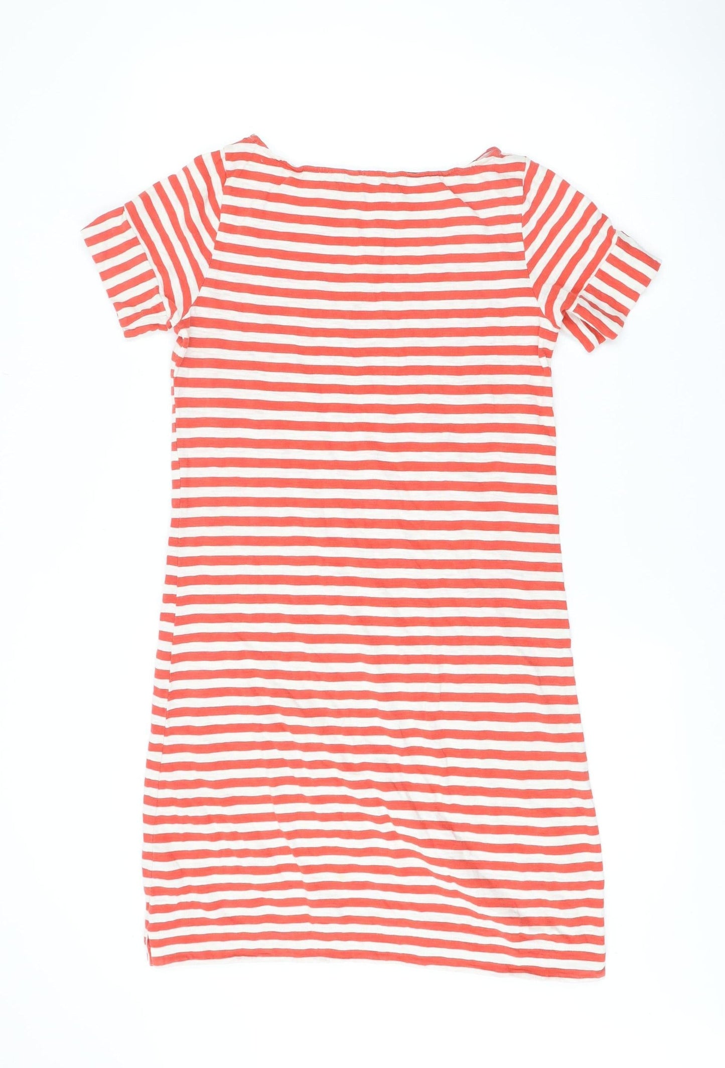 Boden Women Red Striped Cotton Shift Dress UK 8 Short Sleeve