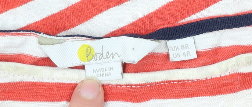 Boden Women Red Striped Cotton Shift Dress UK 8 Short Sleeve