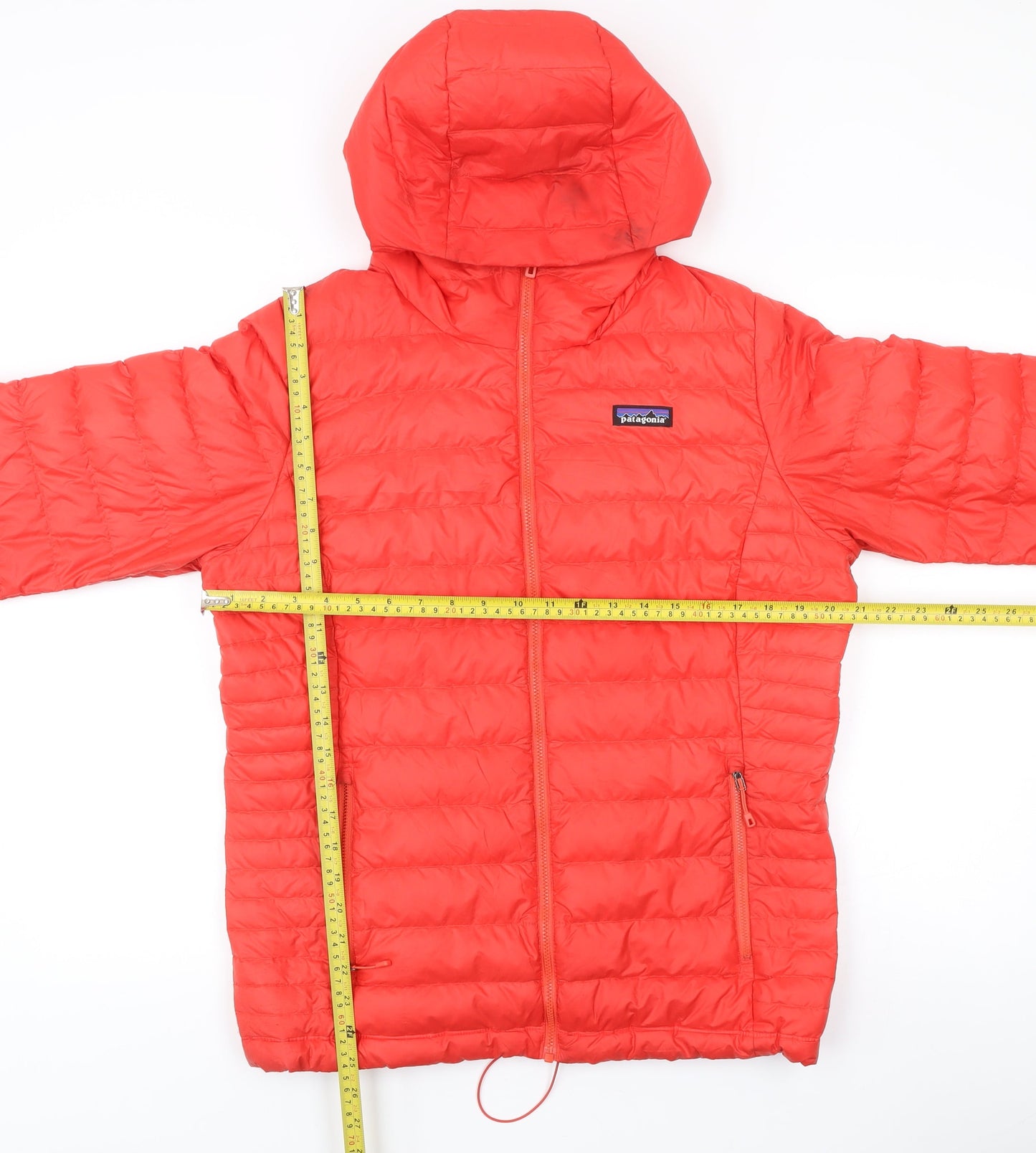 Patagonia Womens Red L Puffer Jacket Hooded Down Insulated Coat