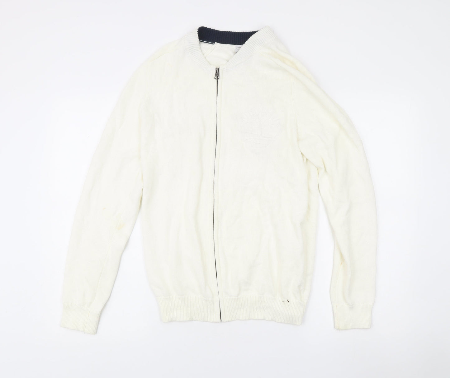 Timberland Men’s White Slimfit Cotton Bomber Jacket M