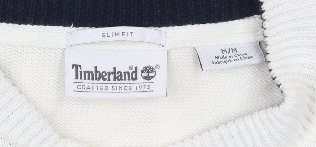 Timberland Men’s White Slimfit Cotton Bomber Jacket M