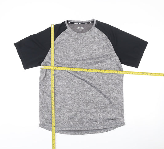 Ellesse Men’s Grey Black Raglan Sleeve Jersey T-Shirt Size L