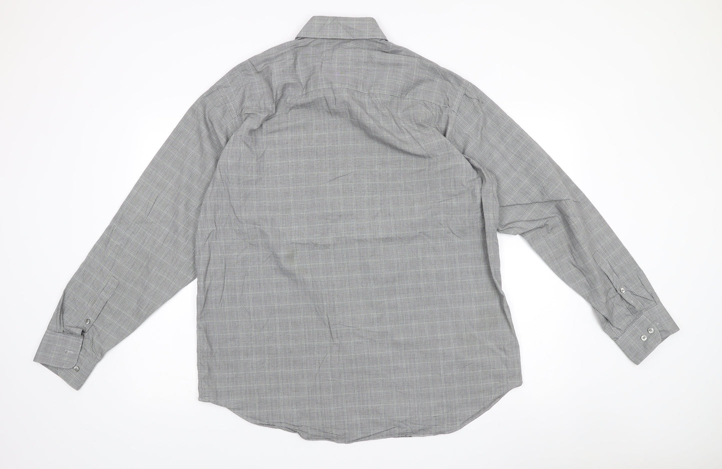 Calvin Klein Mens Grey Check Cotton Regular Fit Shirt Size 16
