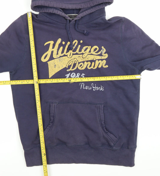 Tommy Hilfiger Men’s Blue Pullover Hoodie Large Graphic Print
