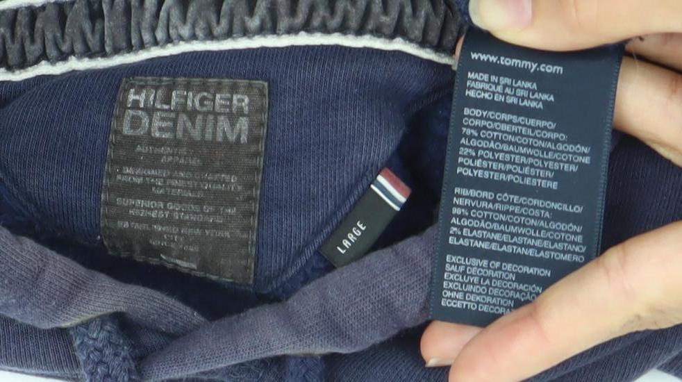 Tommy Hilfiger Men’s Blue Pullover Hoodie Large Graphic Print