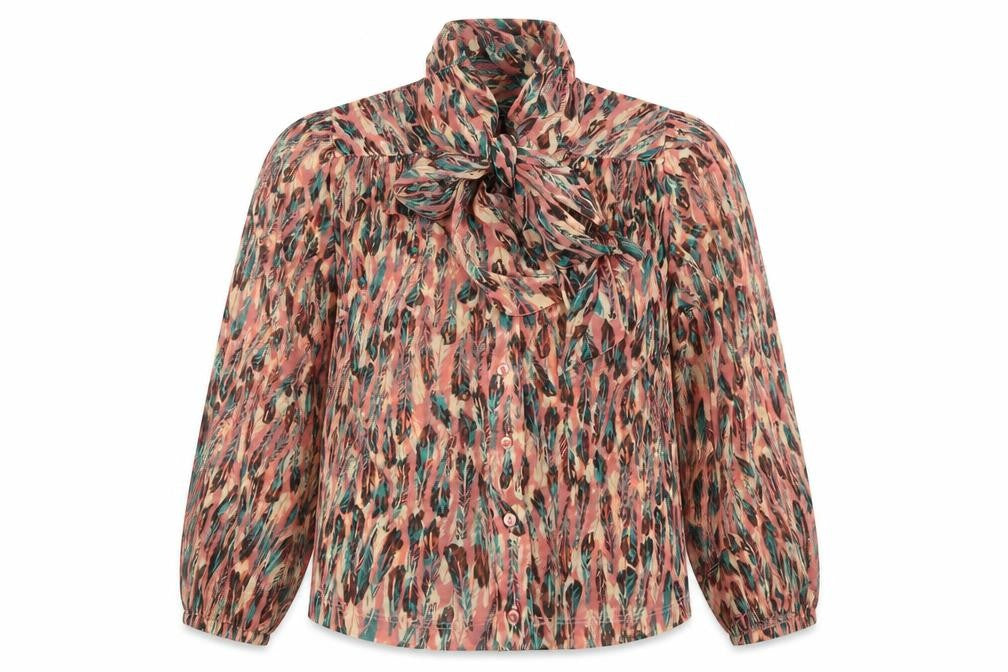 Topshop Womens Multicoloured Animal Print Bow Blouse Size 8