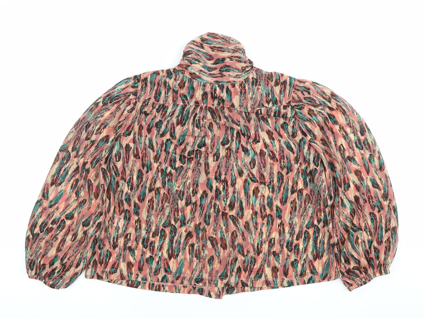 Topshop Womens Multicoloured Animal Print Bow Blouse Size 8